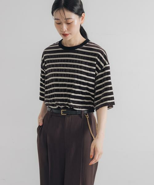 URBAN RESEARCH / アーバンリサーチ Tシャツ | ベロアボーダーカットソー | 詳細5