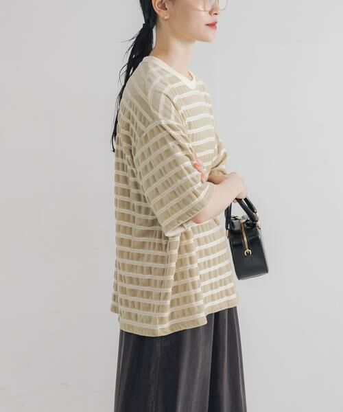 URBAN RESEARCH / アーバンリサーチ Tシャツ | ベロアボーダーカットソー | 詳細11