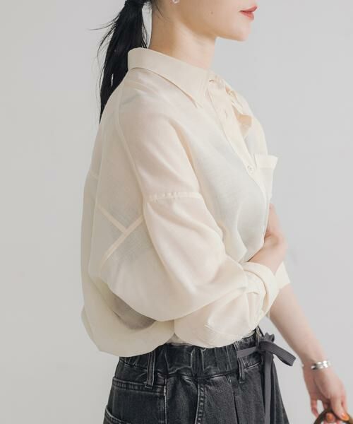 URBAN RESEARCH / アーバンリサーチ シャツ・ブラウス | シアーウールレギュラーカラーシャツ | 詳細1