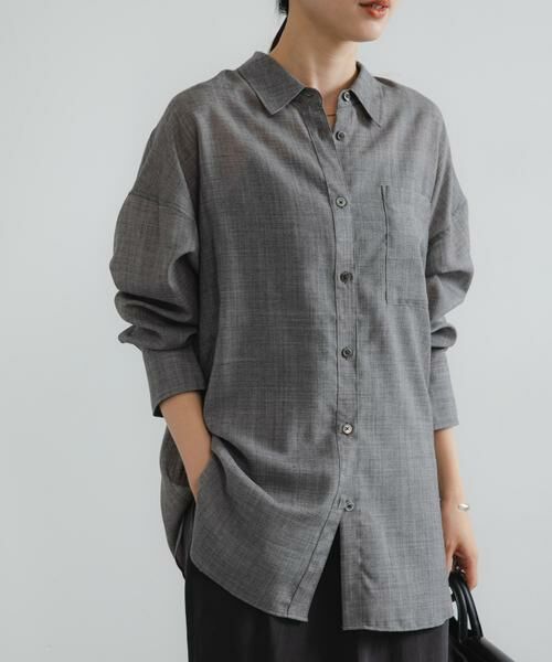 URBAN RESEARCH/アーバンリサーチ シアーウールレギュラーカラーシャツ グレー FREE