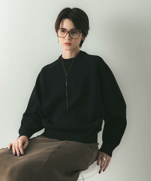 URBAN RESEARCH / アーバンリサーチ ニット・セーター | コットンカシミヤスウェットニット（ブラック）