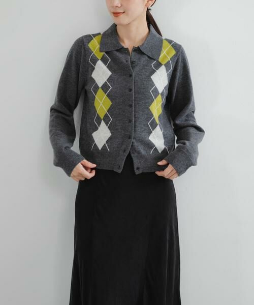 URBAN RESEARCH / アーバンリサーチ ニット・セーター | アーガイルシャツカラーカーディガン | 詳細3
