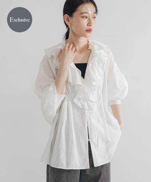 URBAN RESEARCH/アーバンリサーチ 『別注』crinkle crinkle crinkle×URBAN RESEARCH cotton ruffle blouse ホワイト FREE URBAN RESEARCH/アーバンリサーチ 『別注』crinkle crinkle crinkle×URBAN RESEARCH cotton ruffle blouse ホワイト FREE