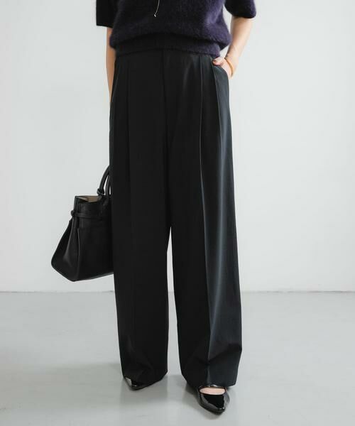 URBAN RESEARCH/アーバンリサーチ ウールブレンドワイドストレートパンツ ブラック 40