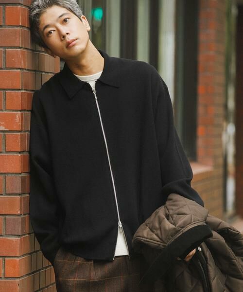 URBAN RESEARCH/アーバンリサーチ 綿カシミヤZIPカーディガン ブラック L