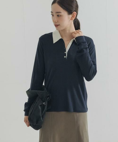 URBAN RESEARCH / アーバンリサーチ ニット・セーター | ウールジャージーポロ衿トップス | 詳細14