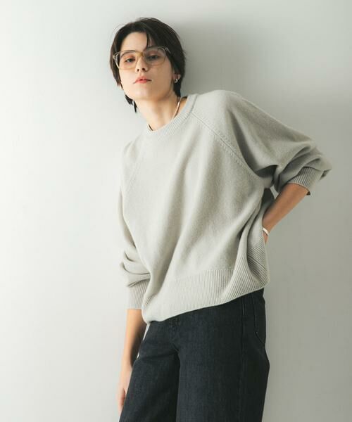 URBAN RESEARCH/アーバンリサーチ カシミヤ強縮クルーネックニット ライトグレー FREE