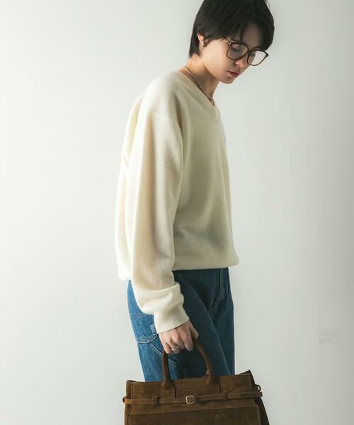 URBAN RESEARCH / アーバンリサーチ ニット・セーター | ウール100 Vネックルーズソフトニット | 詳細13