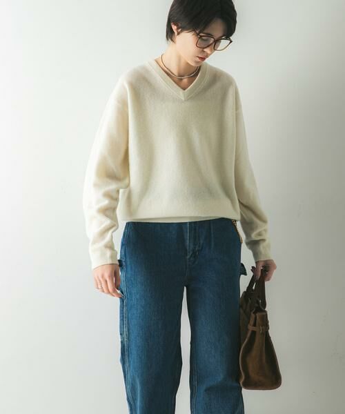 URBAN RESEARCH / アーバンリサーチ ニット・セーター | ウール100 Vネックルーズソフトニット | 詳細18