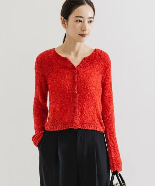 URBAN RESEARCH/アーバンリサーチ シアーモールショート丈カーディガン レッド FREE URBAN RESEARCH/アーバンリサーチ シアーモールショート丈カーディガン レッド FREE