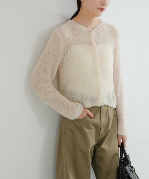 URBAN RESEARCH/アーバンリサーチ シアーモールショート丈カーディガン オフホワイト FREE URBAN RESEARCH/アーバンリサーチ シアーモールショート丈カーディガン オフホワイト FREE