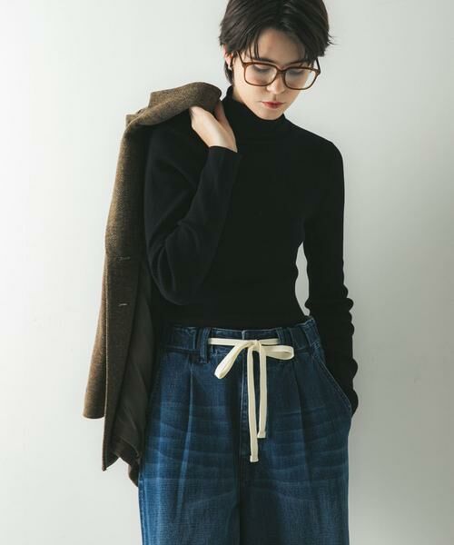 URBAN RESEARCH / アーバンリサーチ ニット・セーター | 『UR TECH』ハイネックリブニット（ブラック）