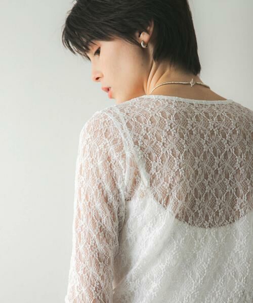 URBAN RESEARCH / アーバンリサーチ Tシャツ | ストレッチレースクルーネックブラウス | 詳細1