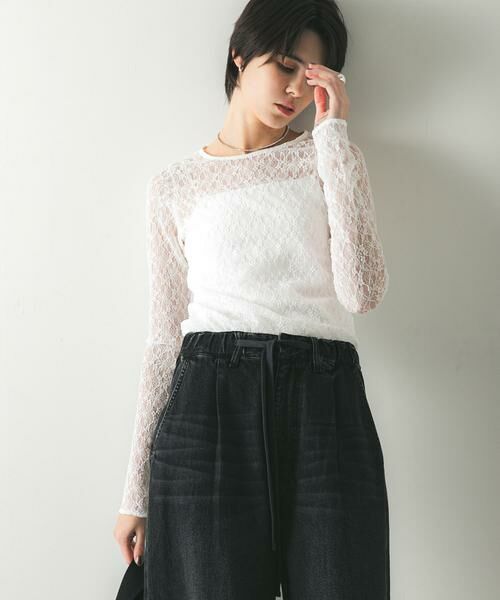 URBAN RESEARCH / アーバンリサーチ Tシャツ | ストレッチレースクルーネックブラウス | 詳細2