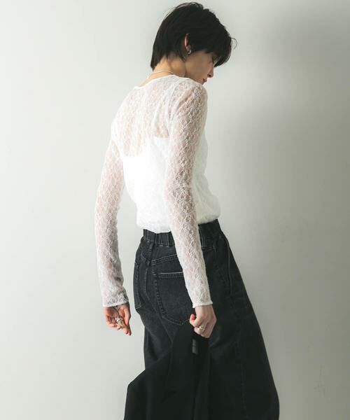 URBAN RESEARCH / アーバンリサーチ Tシャツ | ストレッチレースクルーネックブラウス | 詳細4