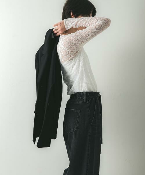 URBAN RESEARCH / アーバンリサーチ Tシャツ | ストレッチレースクルーネックブラウス | 詳細5
