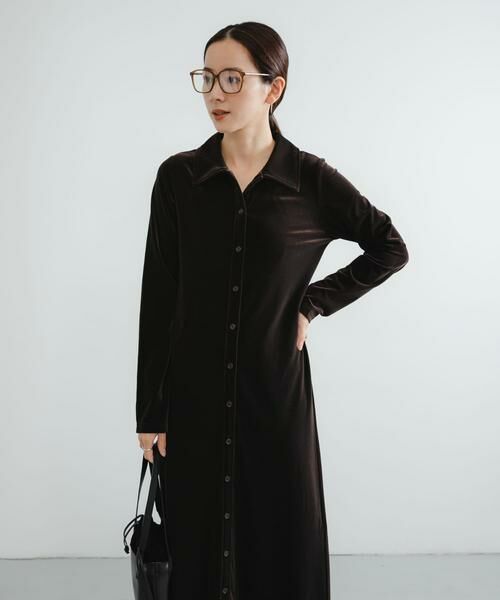 URBAN RESEARCH / アーバンリサーチ ワンピース | ベロアシャツカラーワンピース | 詳細2