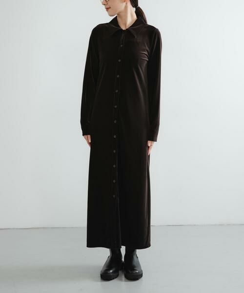 URBAN RESEARCH / アーバンリサーチ ワンピース | ベロアシャツカラーワンピース | 詳細7