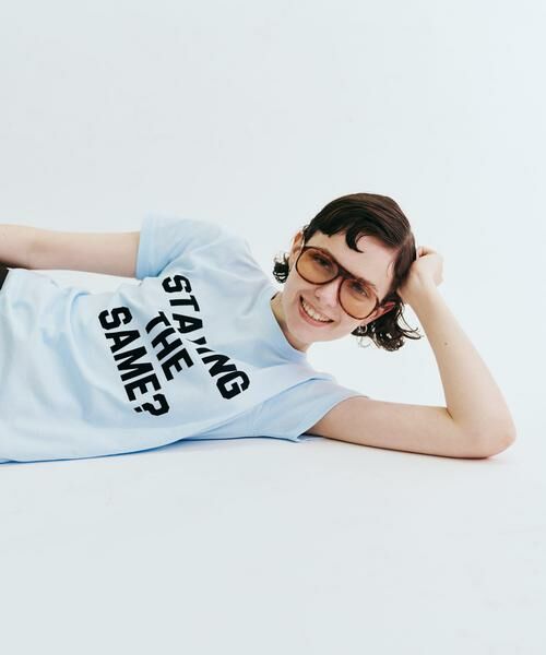 URBAN RESEARCH/アーバンリサーチ Teya Flock Letter T-shirts ブルー系その他 L URBAN RESEARCH/アーバンリサーチ Teya Flock Letter T-shirts ブルー系その他 L