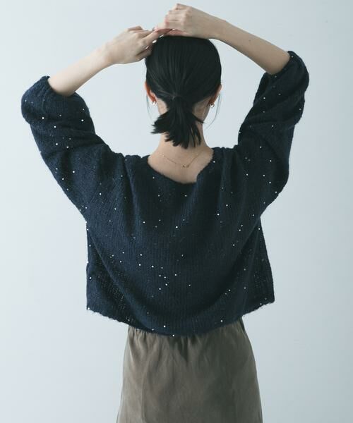 URBAN RESEARCH/アーバンリサーチ スパンコールモヘヤルーズニット ネイビー FREE