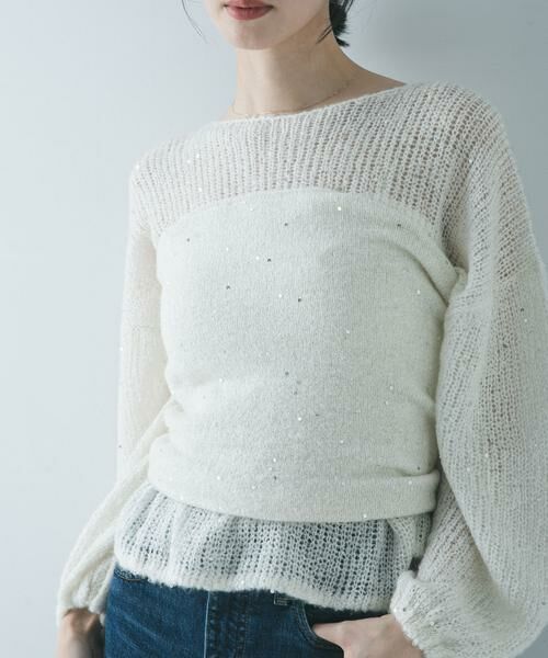 URBAN RESEARCH/アーバンリサーチ スパンコールモヘヤチューブトップ オフホワイト FREE