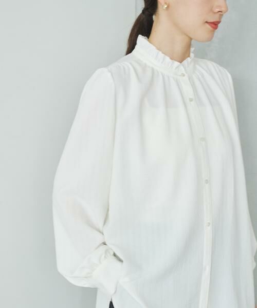 URBAN RESEARCH / アーバンリサーチ シャツ・ブラウス | ドビーストライプフリルブラウス | 詳細1