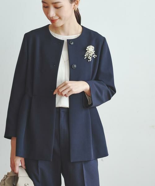 URBAN RESEARCH / アーバンリサーチ ノーカラージャケット | ノーカラーペプラムジャケット | 詳細1