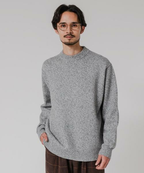 URBAN RESEARCH / アーバンリサーチ ニット・セーター | MIX MOULINE CREW-NECK KNIT(グレー)