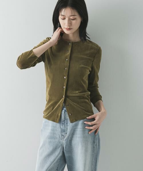 URBAN RESEARCH / アーバンリサーチ カーディガン・ボレロ | シアーフロッキーコンパクトカーディガン（カーキ）