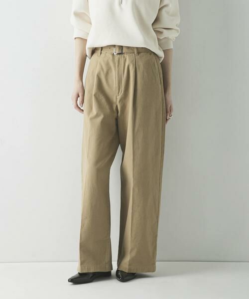 URBAN RESEARCH / アーバンリサーチ その他パンツ | 『3サイズ展開』ベルト付きタックワイドチノパンツ（ベージュ）