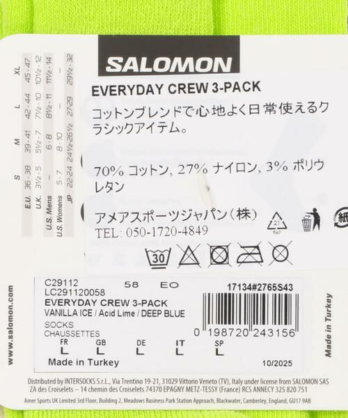 URBAN RESEARCH / アーバンリサーチ ソックス | SALOMON　EVERYDAY CREW 3-PACK | 詳細7