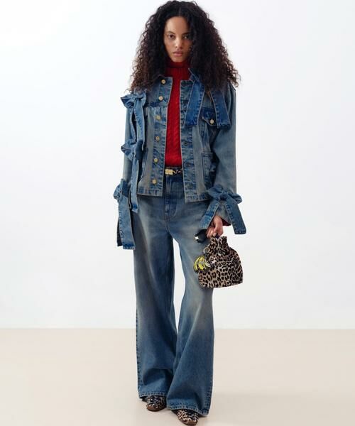 URBAN RESEARCH / アーバンリサーチ Gジャン・デニムジャケット | GANNI　TINT RIGID DENIM BOW JACKET（ブルー）