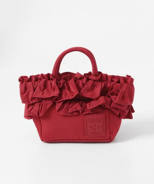 URBAN RESEARCH / アーバンリサーチ クラッチ・パーティバッグ | GANNI　MINI SHOPPER RUFFLE（レッド）