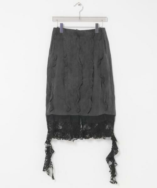 URBAN RESEARCH / アーバンリサーチ ロング・マキシ丈スカート | VIVIANO　BOUDOIR SATIN SKIRT（ブラック）