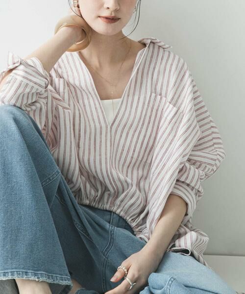 URBAN RESEARCH / アーバンリサーチ シャツ・ブラウス | ラミーレーヨンギャザーヘムシャツ（レッド系その他）