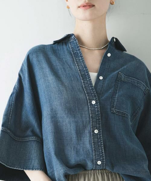 URBAN RESEARCH / アーバンリサーチ シャツ・ブラウス | ハーフスリーブシアーデニムシャツ | 詳細1