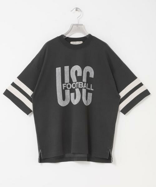 URBAN RESEARCH / アーバンリサーチ Tシャツ | REMI RELIEF　R/C天竺フットボールTシャツ（チャコールグレー）
