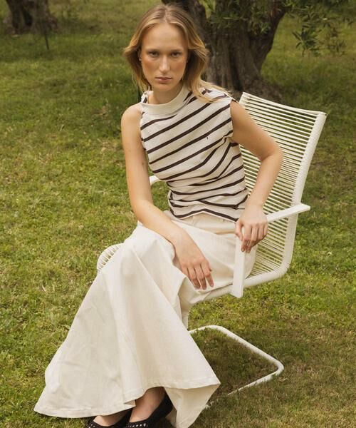 URBAN RESEARCH / アーバンリサーチ Tシャツ | ESTHE　STRIPE TWIST ASYMMETRIC T-SHIRTS（ストライプ）