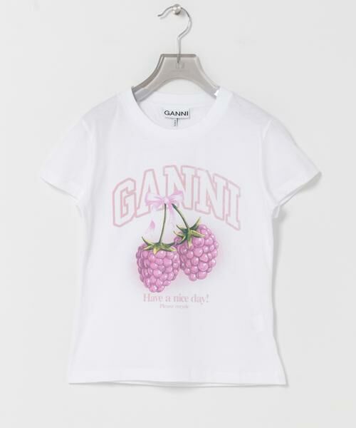 URBAN RESEARCH / アーバンリサーチ Tシャツ | GANNI　BABY FIT T-SHIRTS RASPBERRY（ホワイト系その他）