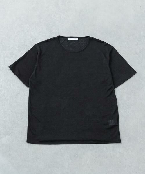URBAN RESEARCH / アーバンリサーチ Tシャツ | LINEN NARROW TRIM T-SHIRTS（ブラック）