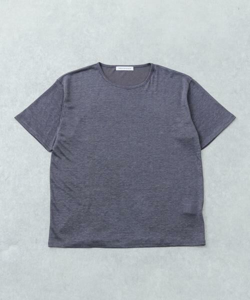 URBAN RESEARCH / アーバンリサーチ Tシャツ | LINEN NARROW TRIM T-SHIRTS（チャコールグレー）
