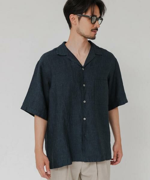 URBAN RESEARCH / アーバンリサーチ シャツ・ブラウス | LINEN CHAMBRAY O/C SHIRTS（ネイビー）