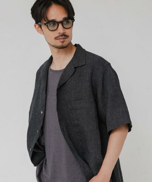 URBAN RESEARCH / アーバンリサーチ シャツ・ブラウス | LINEN CHAMBRAY O/C SHIRTS（ブラック）