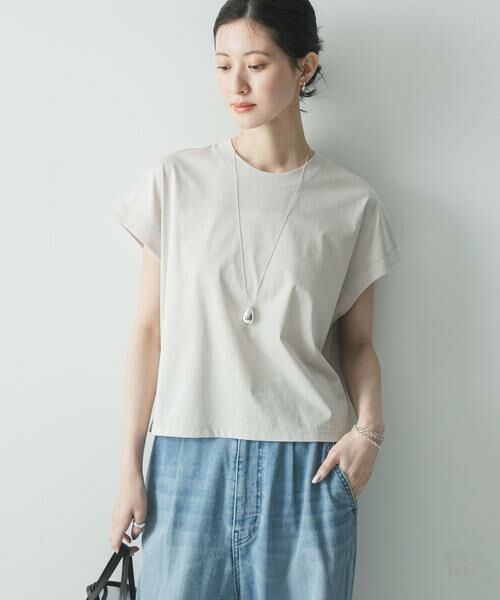 URBAN RESEARCH / アーバンリサーチ Tシャツ | 『UR TECH』スーピマコットンフレンチスリーブカットソー（ベージュ系その他）