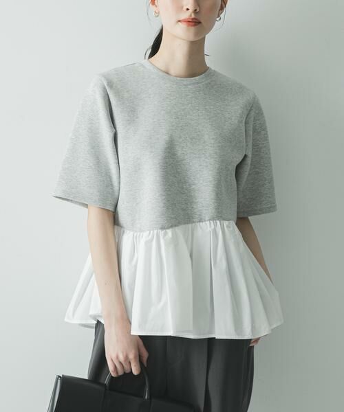 URBAN RESEARCH / アーバンリサーチ Tシャツ | ドッキングペプラムカットソー（グレー系その他）