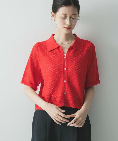 URBAN RESEARCH / アーバンリサーチ ニット・セーター | シャツカラーレースニット | 詳細3