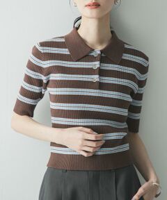 URBAN RESEARCH / アーバンリサーチ ニット・セーター | コットンシルクハーフスリーブポロ衿ニット