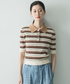 URBAN RESEARCH / アーバンリサーチ ニット・セーター | コットンシルクハーフスリーブポロ衿ニット