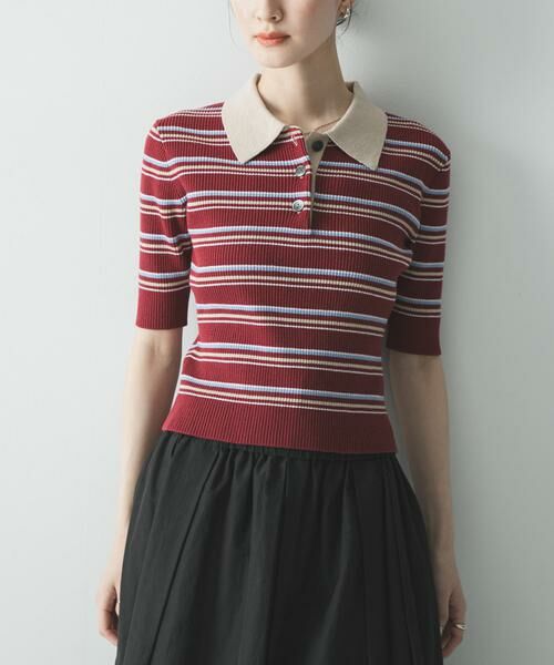 URBAN RESEARCH / アーバンリサーチ ニット・セーター | コットンシルクハーフスリーブポロ衿ニット | 詳細3