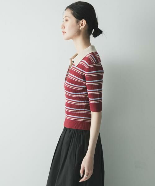 URBAN RESEARCH / アーバンリサーチ ニット・セーター | コットンシルクハーフスリーブポロ衿ニット | 詳細5